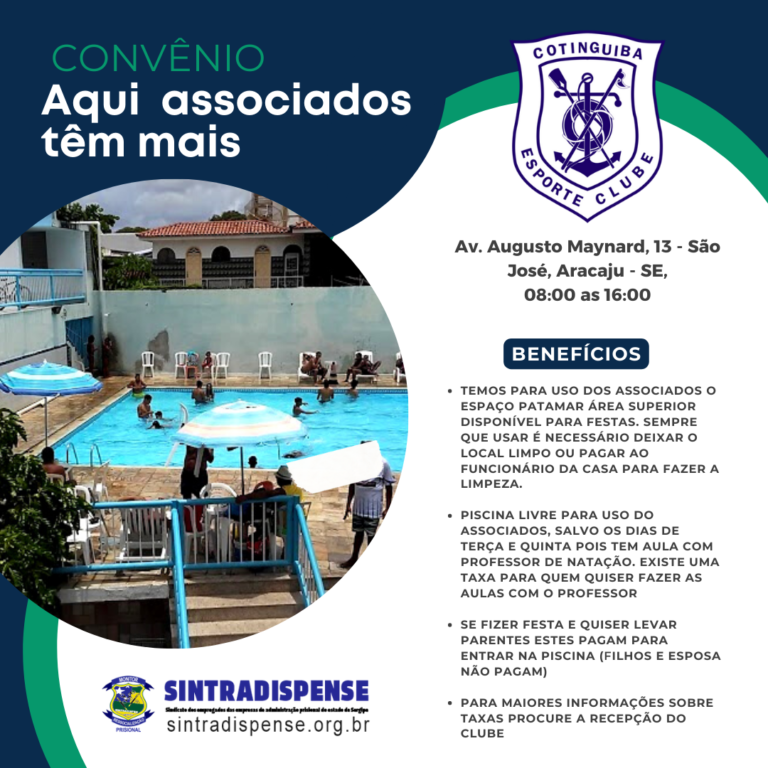 SINTRADISPEN/SE celebra convênio com  o CLUBE COTINGUIBA